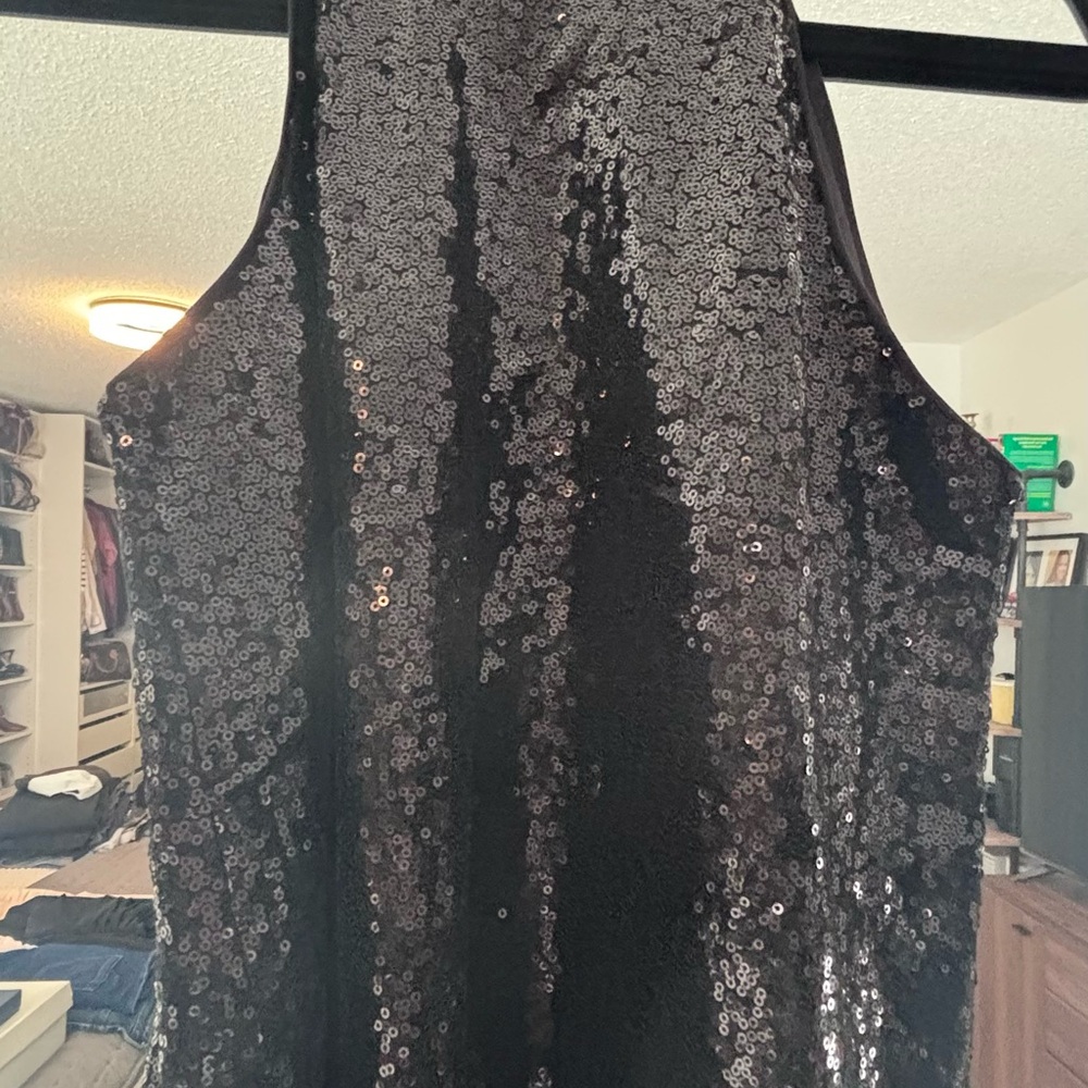 Black Sequin Tank Top